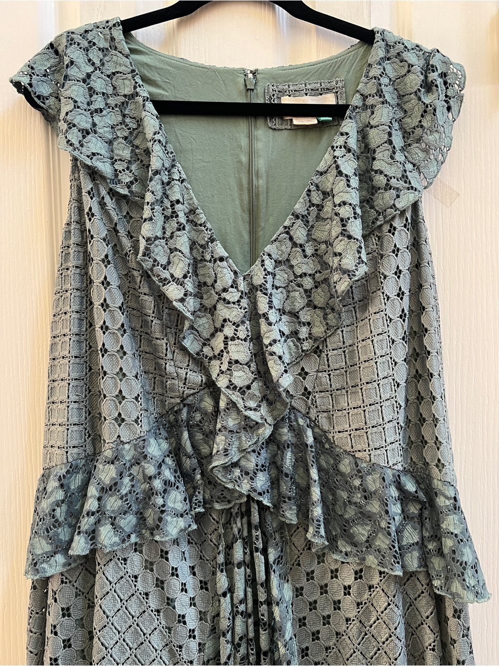 Anthropologie Antoinette Seafoam Lace Ruffle Midi Dress 20W NWT Cottagecore Boho - Picture 7 of 7